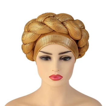 HanXi de Lux Stras Turban pentru Femei Africane Headband Hat sex Feminin, Panglica Capace