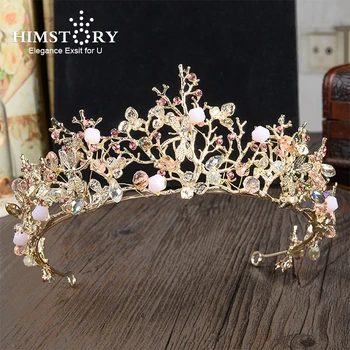 HIMSTORY Superba Sweety Fete Roz Libelula Modele Coroana de Păr Printesa Diadema de Mireasa Nunta Bijuterii de Păr Accesorii de Par