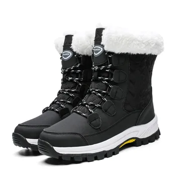 Iarna Plus de Catifea Groasă, Caldă Pantofi de Mers pe jos de High-top All-meci rezistent la apa pentru Femei Pantofi în aer liber cu talpi Groase Non-alunecare de Cizme de Zăpadă