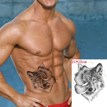 Impermeabil Tatuaj Temporar Autocolant Cap De Lup Flori Flash Tattos Totem Șarpe Arabe Om Body Art Brațul False, Tatuaj Femei Bărbați