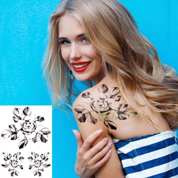 Impermeabil Tatuaj Temporar Autocolant flori de crescut plante de mari dimensiuni arta tatuaj flash tatuaj tatuaje false pentru fata bărbați femei