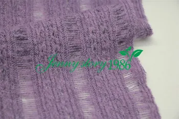 Import cearșaf elastic lumina dungă violet hollow-out mohair tesatura tunica cardigan tricotat lână țesături