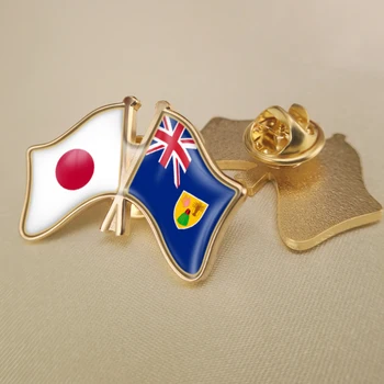 Insulele Turks și Caicos și Japonia Trecut Dublu Prietenie Steaguri insigne, Brosa Insigne