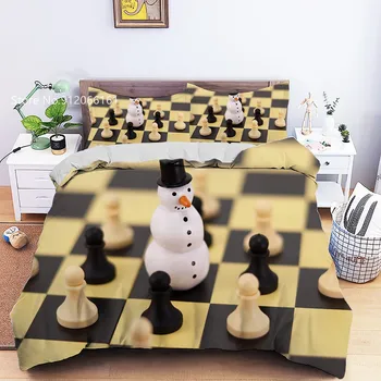 Internațional de Șah Set de lenjerie de Pat 3D Pirnt Stil European Carpetă Acopere Alb-Negru Joc de Pat Quilt Capac de Moda Carouri Cuvertură de pat