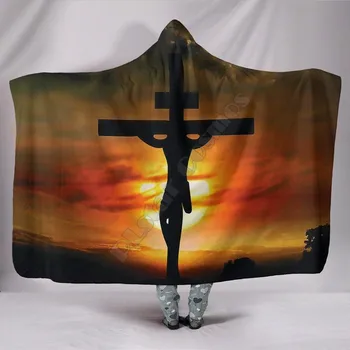 Isus Hristos Imprimate 3D Portabil Pătură Adulți Pentru Copii de Diverse Tipuri cu Gluga Pătură Fleece pătură 01