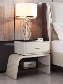 Italiană minimalist noptieră Piele Alb Nordic dormitor postmodern de lux lumina roșu net noptieră stil