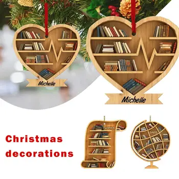 Iubitor de carte, Ornamente de Craciun Pentru Pomul de Crăciun de Decorare Mic Raft Carte în Formă de Inimă de Lemn Ornamente X-mas Decor de Vacanță