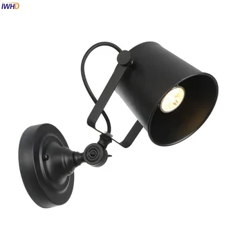 IWHD Black Metal Lampă de Perete de Epocă Dormitor Bar Pridvor Oglindă Scara de Lumină Loft Decor Retro Industrial Lumini de Perete Corpuri de iluminat cu LED