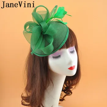 JaneVini Verde Violet Femei Fascinator Pene De Mireasa Pălărie Hairband Nunta Palarioare Pălării Visiniu Florale Diademe Fleur Cheveux