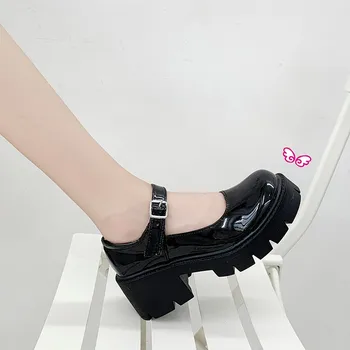Japoneze Lolita Pantofi din Piele Pentru Fete Femeie Negru Gotic Pantofi Mary Jane JK Stil Tocuri inalte Anime