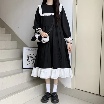 Japoneze Maneci Lungi rotunde Gât Vrac Talie Volane Rochie zână rochie de petrecere de ceai lolita rochie sweet lolita doll gothic lolita