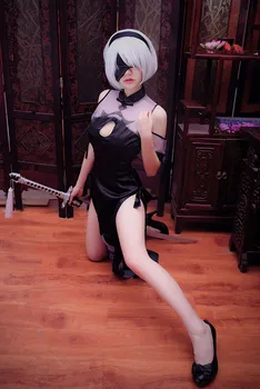 Joc Anime NieR:Automata cosplay YoRHa Nr. 2 Tip B 2B Sexy Negru cheongsam Petrecere de Halloween Cosplay costum Om de sex Feminin
