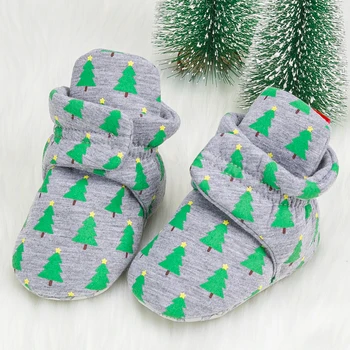 KIDSUN Copil de Crăciun Băiat Fată Șosete Pantofi Drăguț Stele Bumbac Cald Iarna Moale Anti-alunecare pentru Sugari Prima Walker Pantofi