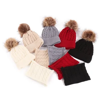 Knit Beanie Palarie Pentru Copii Fleece Căptușit De Schi Craniu Capac La Modă Cald Indesata Moale Slouchy Iarna Snood Eșarfă Seturi