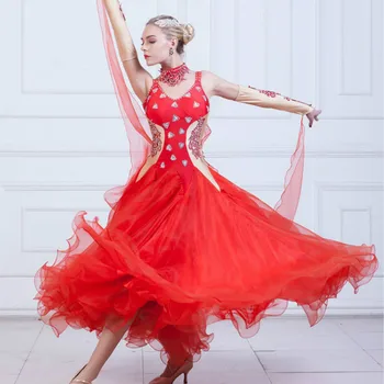 Lady Red Bal, Rochie Dans Femei Moderne Standard, Costum De Dans Femei Concurenței Costum De Vals Dans Rochie Plus Dimensiune B-6202