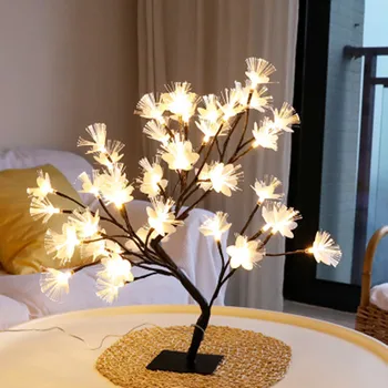 LED-Cires Lampă de Masă Lumină de Craciun cu Fibra Optica Casă de Vacanță Decorare Nunta de Basm Copac Floare de Lumină sursa de Alimentare USB