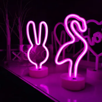 LED Flamingo Masă Semn de Neon Lumini Pentru Dormitor Baterie USB Lampa de Noapte Cadouri Acasă de Crăciun Petrecere de Nunta Roz Decor Cameră