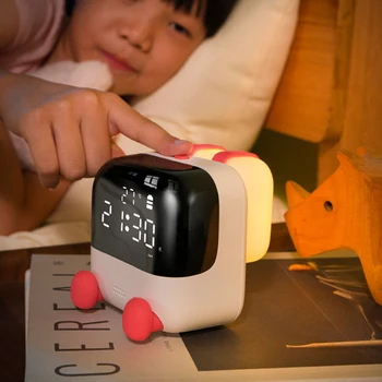 LED Lumina de Noapte Ceas de Masa Copii Noptiera Ceas Digital de Alarmă Drăguț Copii Dorm Trainier serviciu de Trezire Relojes Amânare Senzor de Sunet