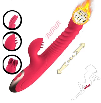LIBO Inteligent de Încălzire, vibratoare Jucarii Sexuale pentru Femei Penis artificial Masturbari Telescopic Stimulator punct G Puternice Lins Masturbator
