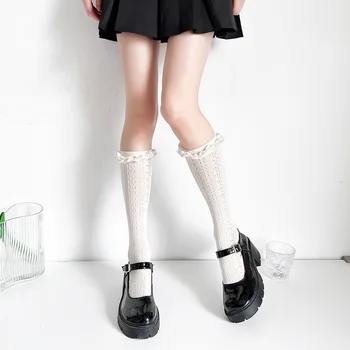 Lolita Frilly Sosete Femei JK Mare Ciorapi sex Feminin Transparente Subțiri Lungi Ciorapi de Femeie Elastic Calcetine Medias