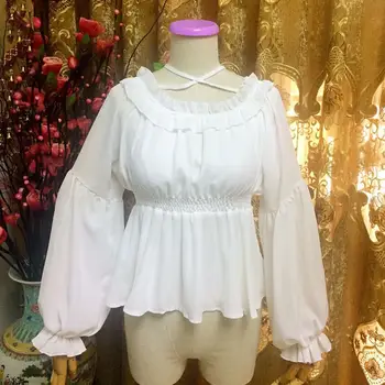Lolita sifon cu mâneci lungi papusa tricou agățat de gât Japoneză moale sora bubble felinar camasa cu maneci victorian tricou vrac goth