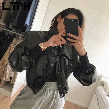 LTPH-negru de înaltă calitate din piele PU biker jacket femei matlasate strat gros cald vrac scurt casual uza 2021 toamna iarna noi