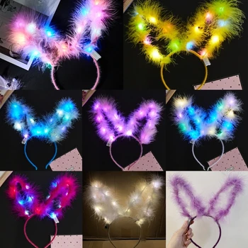 Lumina Urechi de Iepure Banda LED Bunny Ureche pentru Femei Fata Petrecere de Crăciun Favoare