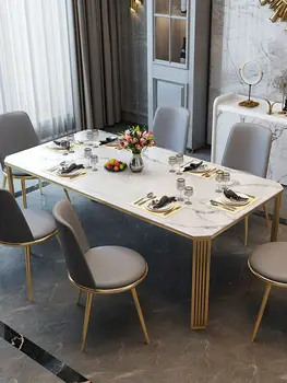 Marmura masă și scaun combinație dreptunghiulară modern Italian simplu de lux lumina de uz casnic masa