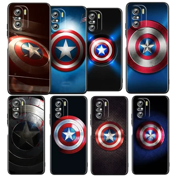 Marvel Captain America Scut Pentru Xiaomi Redmi K50 Gaming Pro 5G 10 9 9A 9C 9T 8 7 6 5 4X TPU Moale Neagră Telefon Caz Fundas Coque