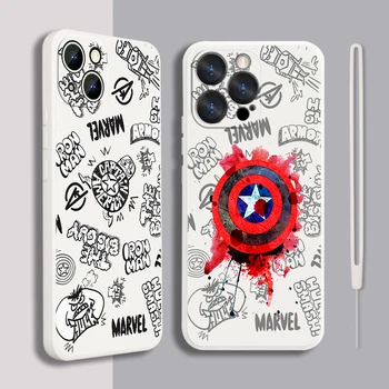Marvel Drăguț Logo-ul Super-Erou Lichid Coarda Telefon Caz Pentru Apple iPhone 14 13 12 Mini 11 Pro XS MAX XR X 8 7 6S Plus SE husă Moale