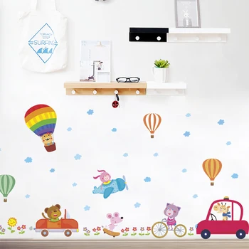 Masina de desene animate cu balonul cu Aer Autocolante de Perete Copii Studiu Autocolant Camere Copii Decoratiuni de Transport DIY Decalcomanii de Postere de arta