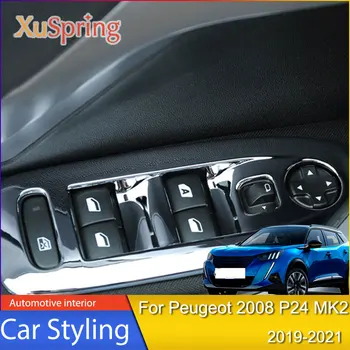 Masina LHD Geamului Reglați Butonul Capacul Panoului Ornamental Autocolante Benzi Garnitura de Styling Pentru Peugeot 2008 P24 MK2 2019 2020 2021