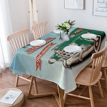 Masina Verde Stil Retro, Fețe de masă Impermeabil Articole de Bucatarie, Masa de Cafea Pentru living Home Decor Masa Nappe De Masă