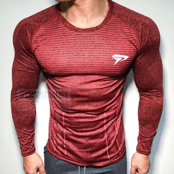 Mens Sport cu mâneci Lungi T-shirt Colanti de Fitness Rulează Respirabil Formare de Îmbrăcăminte de Înaltă Elastic Haine de Antrenament pentru Bărbați Musculare