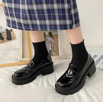 Mici pantofi de piele de femei Japoneze 2022 toamna anului nou colegiul Britanic stil Mary Jane pantofi toc gros, talpa groasă pantofi femei