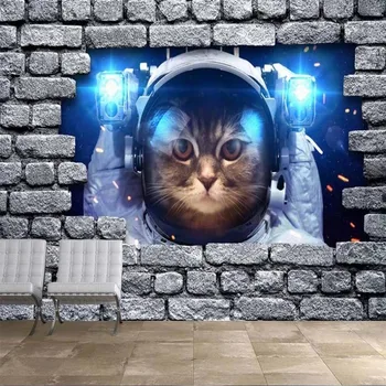 Milofi personalizate 3D tapet mural pisica de companie astronauților 3D zid de cărămidă de fundal de decor de perete tablou living, dormitor wallpap