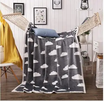 moale flanel Pătură gri/maro culoare nor alb tipărite arunca pătură copii canapea pătura cearsaf de pat