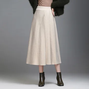 Moda Elastic Talie Mare Femei mediu-lung Tricotate Fusta de Toamna Iarna Femei Elegante, Chic coreean Liber Casual Tricot, Fuste
