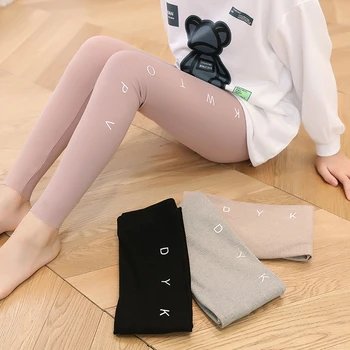 Moda noua cu dungi verticale partea alfabetul englez nouă-punct de pantaloni de primăvară și de toamnă din bumbac fete de culoare pură jambiere