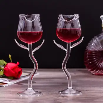 Moda Pahar De Vin Roșu Delicat Sticlă Borosilicată Mare A Crescut Formă Delicată Cupă De Vin De Sticlă De Sticlă De Vin