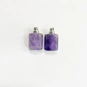 Moda piatra naturala ametist sticla de Parfum colier pandantiv pentru a face bijuterii Charm accesorii 2pc livrare gratuita en-gros