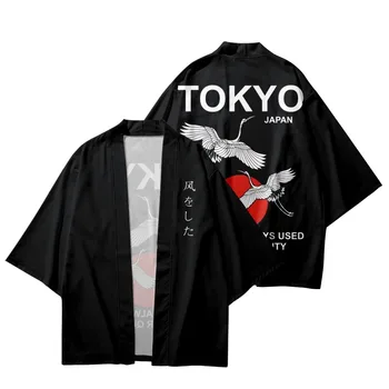 Moda Streetwear Tokyo Macara Tipărite De Vară Tradițional De Bărbați, Femei Cosplay Kimono Casual Japoneză Haori Cardigan