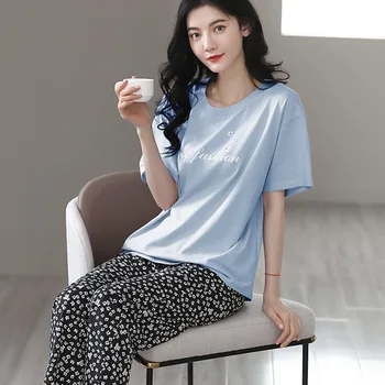 Modal Pijamale Femei pe Jumătate Maneca Două Bucata Set de Pijama de Vara Acasă se Potrivește Pijamale Pijamale Fete Vrac Homewear M-5XL Șantiere Mari