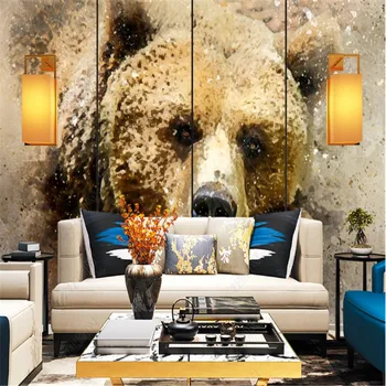 Modern Acuarelă Urs Grizzly Animale Tapet pentru Camera de zi cu TV, Canapea de Fundal gazete de Perete Home Decor Mural Papel De Parede