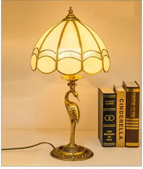 Modern Noutate Condus macara lumina de lucru cu birou de Cupru lampă de masă capac de sticlă suport de studiu Lampa de citit Dormitor E14 Biblioteca lampa de birou