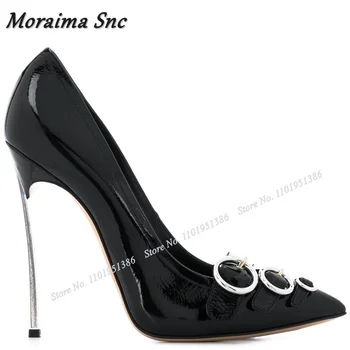 Moraima Snc Pahar de Vin Toc Catarama Decor Pompe Pentru Femei Solide Superficial Pantofi Subliniat Toe Slip on Stilet Tocuri Zapatillas Mujer