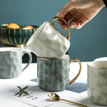 Mâner de aur cana ceramica pahar mic dejun lapte ceașcă de cafea de uz casnic de bucatarie cana de suc de 300ml sublimare pahar cani trump