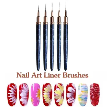 Nail Art Linie Perii de 7 mm 9 mm 11 mm 15 mm 25 mm Pictura Stilou 3D DIY Acrilic UV Gel Pensule Desen Kit Pentru Linii Lungi, Negre Z1H2