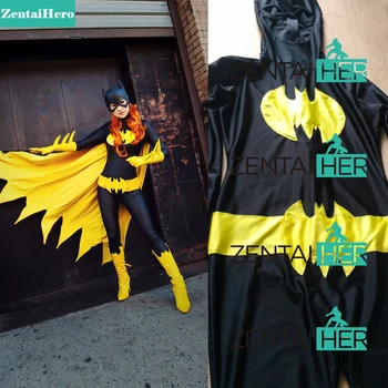 New Sosire 2022 Spandex Batgirl Costum Negru/Galben Halloween Costum Fată Rochie Fancy Cosplay Costum De Super-Erou