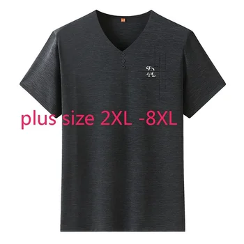 New Sosire Suepr Mare de Vară Tinerii de Moda Casual, cu Maneci Scurte O-gât Tricotate T-Shirt pentru Bărbați Plus Dimensiune 2XL3XL4XL5XL6XL7XL8XL